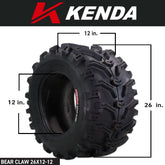 Kenda Bear Claw 26x12-12 Front/Rear Off-Road Tires For ATV, UTV or SXS (2-Pack)